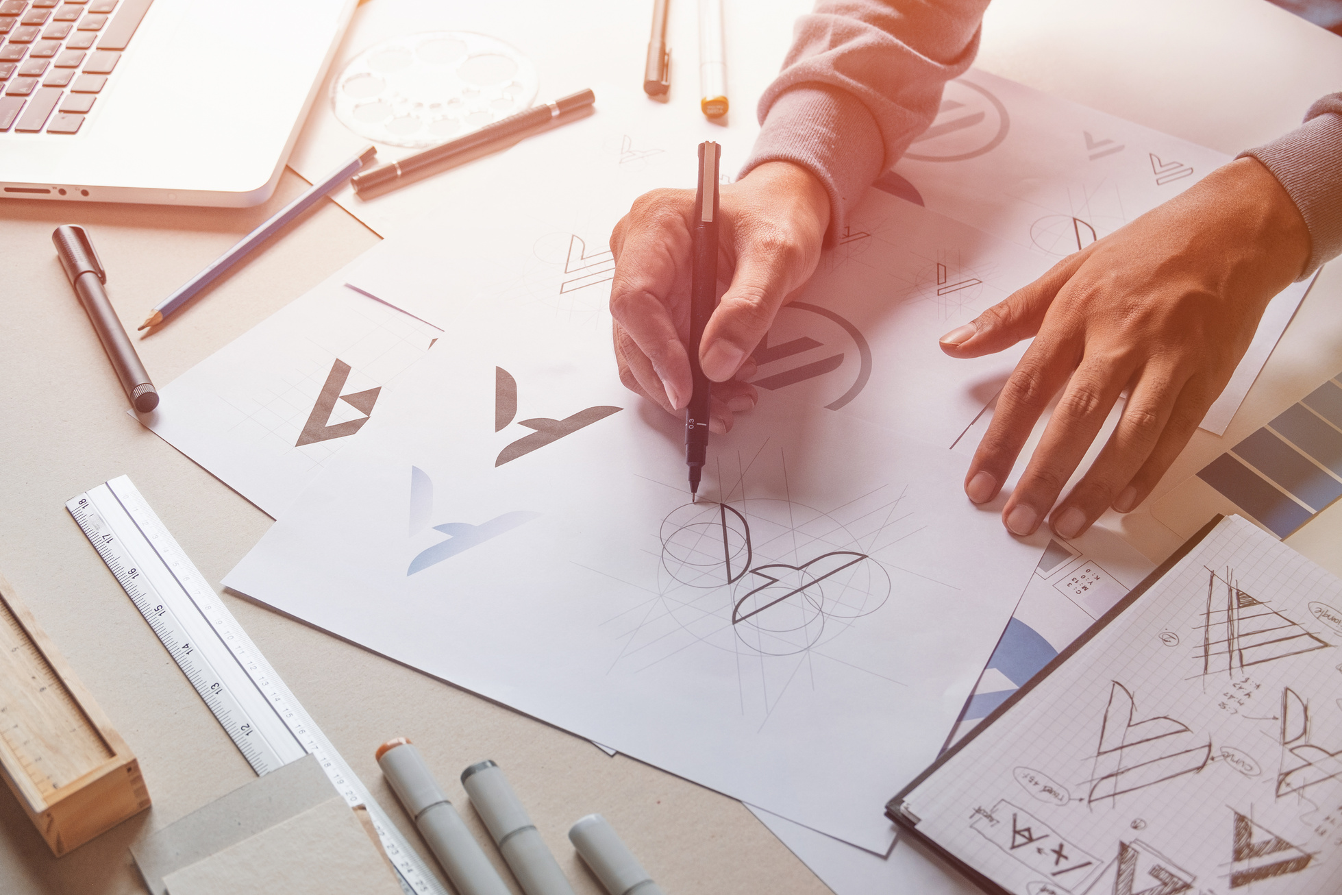 Graphic designer creative design sketch drawing logo Trademark brand Workspace